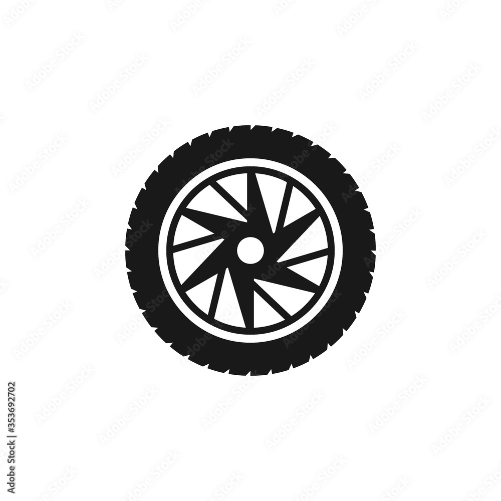 Tire and wheel icon flat vector illustration