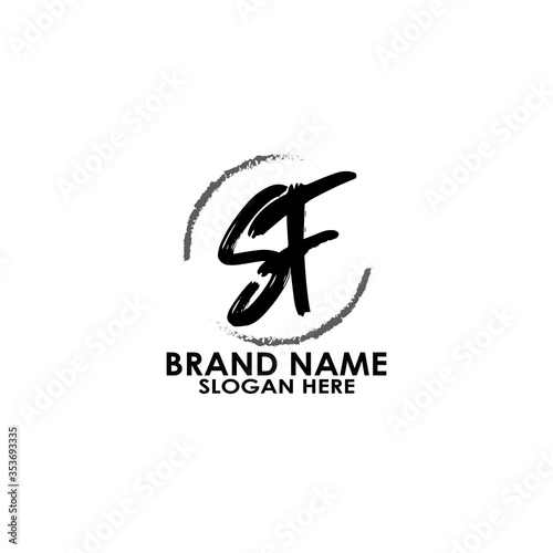 logo letter sf brush vector design 