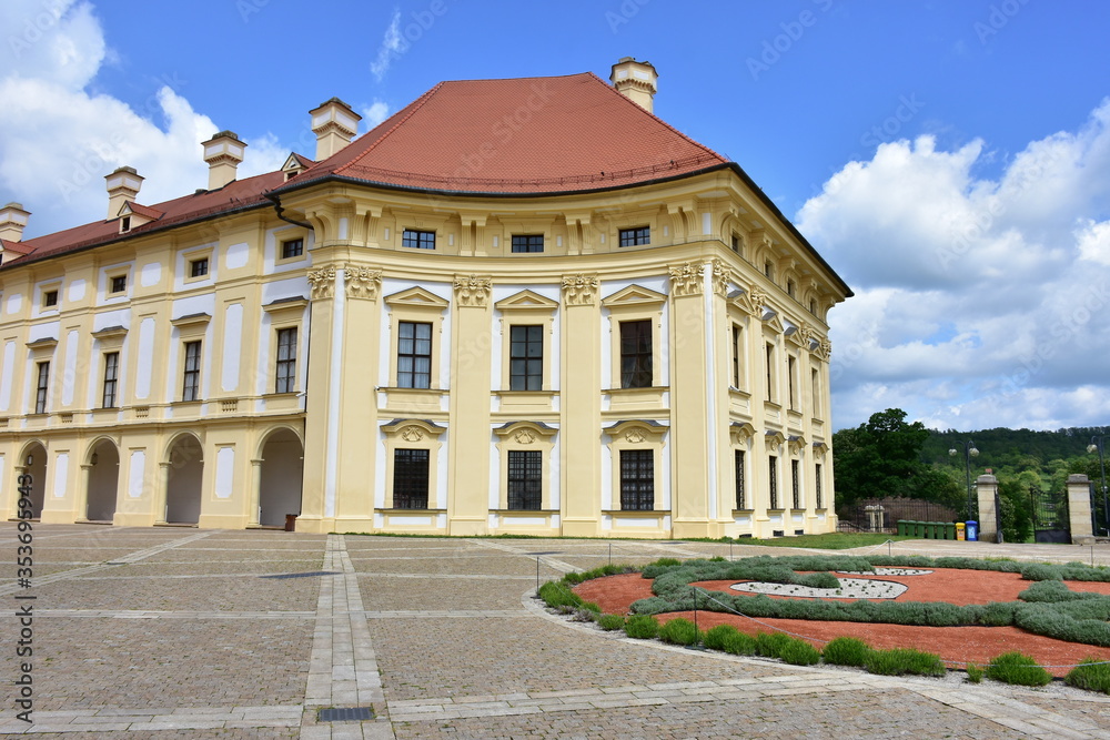 beautiful summer day with building of castle near town Brno in Czech republic

