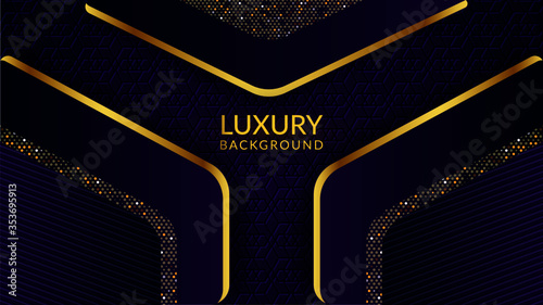 Beautiful blue and gold colored designed luxury vector background with detailed decorations