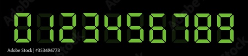 Digital clock number set. Led digit set. Electronic figures. Vector illustration.
