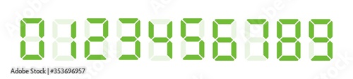 Digital clock number set. Led digit set. Electronic figures. Vector illustration.
