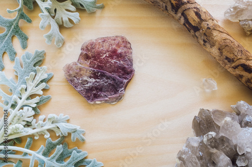 Lepidolite with Dusty Miller and Quartz Cluster