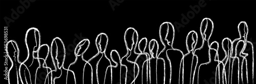 people concept, crowd of people connected in white color on black background, communication creative contemporary idea, (ID: 353698531)