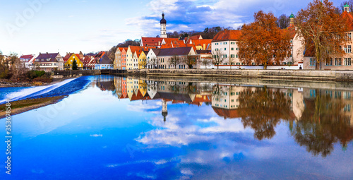 Travel in Bavaria. Germany. Landsberg am Lech - beautiful old town over river Lech