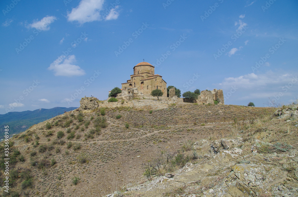 Jvari Monastery. Stands on the rocky mountaintop. UNESCO World Heritage Site. Georgia, Mtskheta-Mtianeti, near Mtskheta