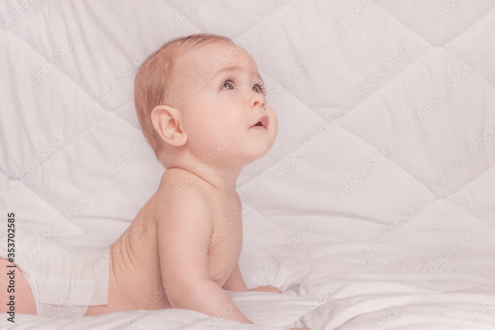 Sweet little baby boy portrait on white background Sweet little baby boy portrait on white background