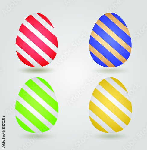 Set of colorful easter eggs isolated on white background. Vector illustration. 