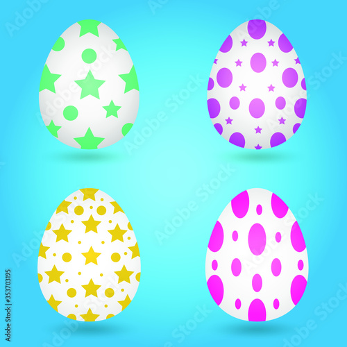 Set of colorful easter eggs isolated on white background. Vector illustration.
