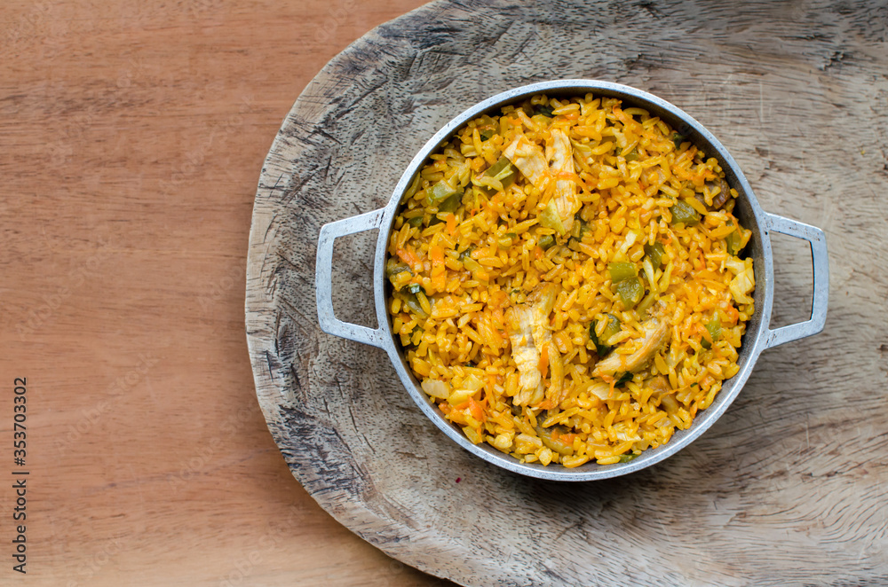 Rice with chicken, a traditional recipe from the Panamanian cuisine Rice with chicken, a traditional recipe from the Panamanian cuisine