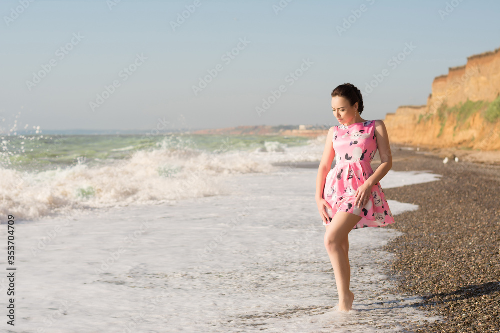 Portrait of a woman on vacation near the sea Portrait of a woman on vacation near the sea