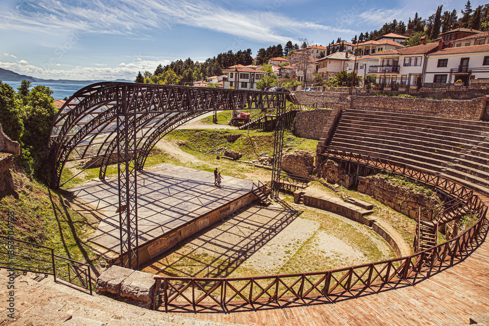 Ancient Greek amphitheater, Hellenistic period, City of Ohrid, Republic of North Macedonia (FYROM)
