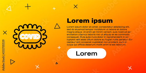 Line Corona virus covid-19 icon isolated on yellow background. Bacteria and germs, cell cancer, microbe, fungi. Colorful outline concept. Vector. Illustration