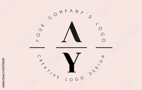 Letters AY A Y Logo set as a stamp or personal signature. Simple AY Icon with Circular Name Pattern.