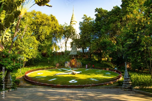 A beautiful view of Phnom Penh city, the capital of Cambodia. photo