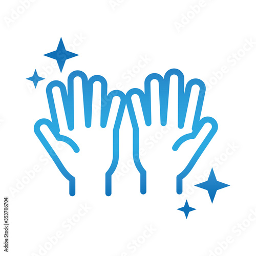 personal hand hygiene, hands palms, disease prevention and health care gradient style icon