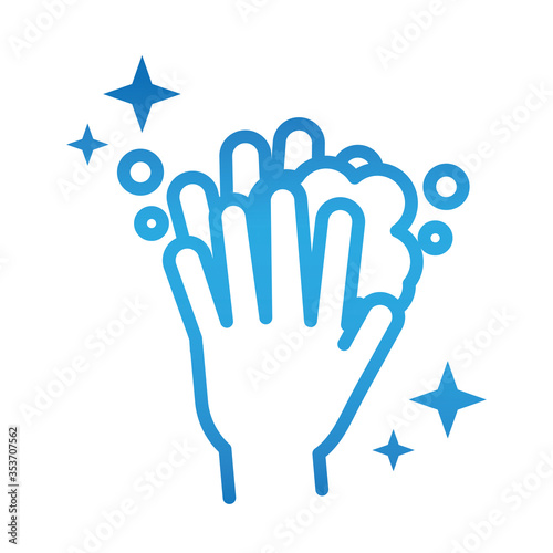 personal hand hygiene, rub hands palm to palm, disease prevention and health care gradient style icon