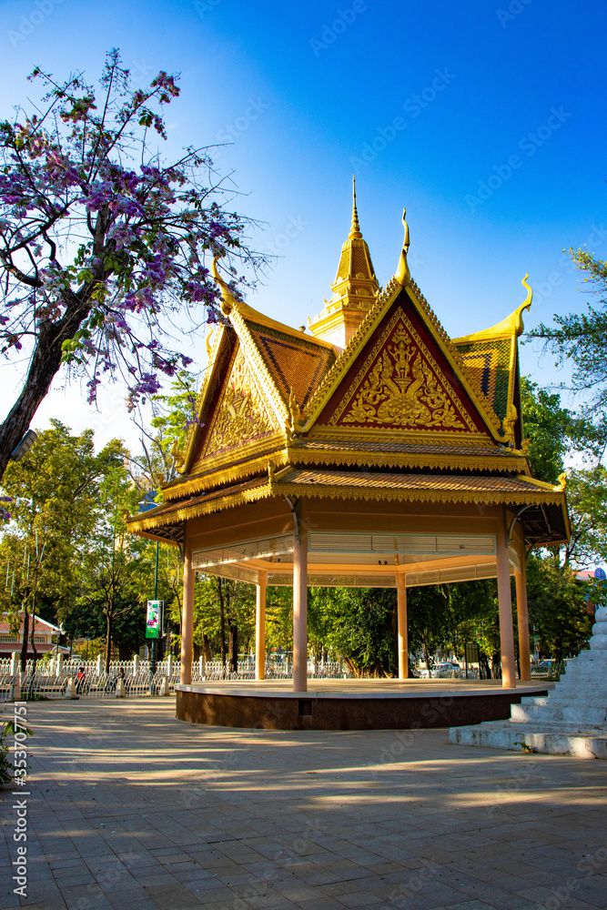 A beautiful view of Phnom Penh city, the capital of Cambodia.