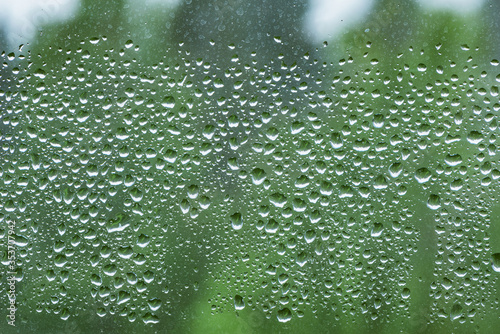 Water drops on the window after rain.
