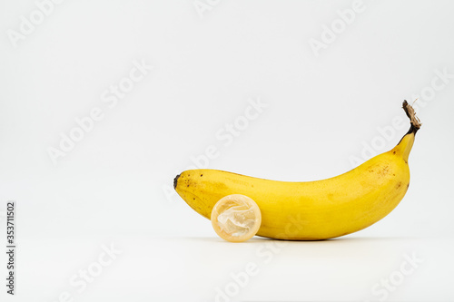 Condom and Banana. Concept: Safe Sex.