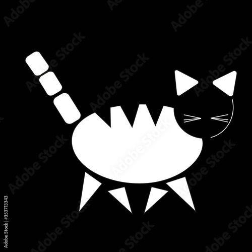 vector schematic illustration of a cat on a black background