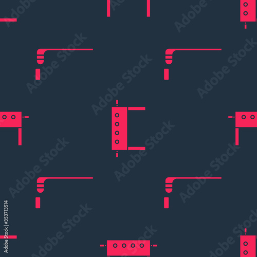 Set Ice hockey stick and puck and Hockey table on seamless pattern. Vector.