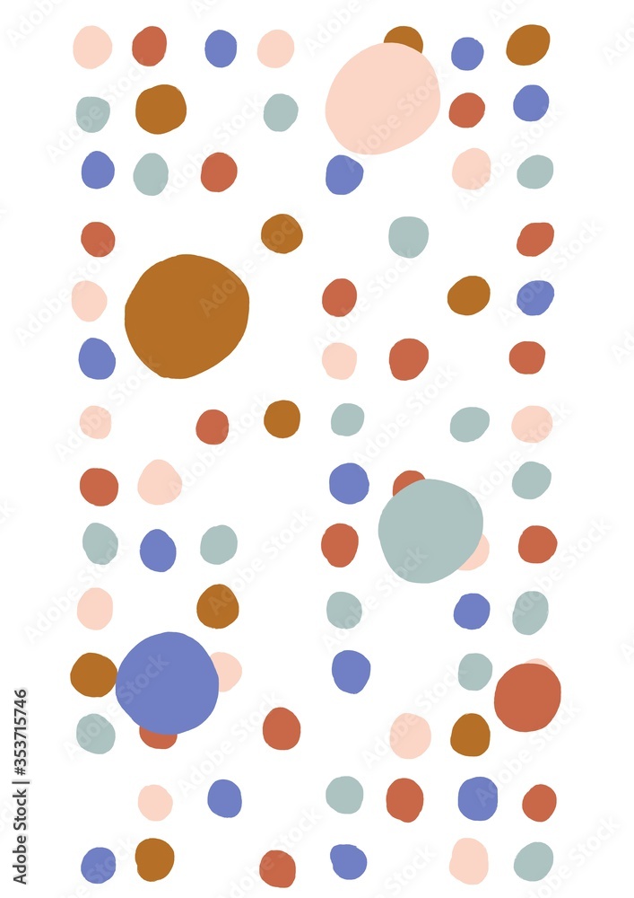 graphic illustration with dots and circles. print in pastel colors. Minimalist poster in a modern style. Print for decor, textiles, printing, printing, packaging, etc. Scandinavian style. Boho poster