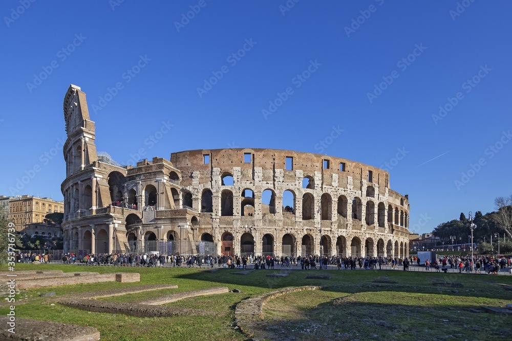 Colosseum ruins in Rome. It is the greatest roman building in the world.