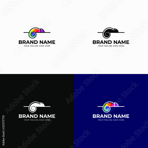 Colorful chameleon logo design template vector illustration. Lizard animal, Exotic animal, Chameleon logo template. Creative chameleon logo icon design.