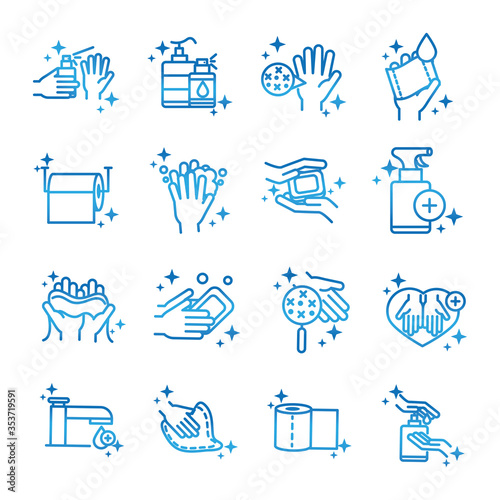 personal hand hygiene, disease prevention and health care gradient style icon