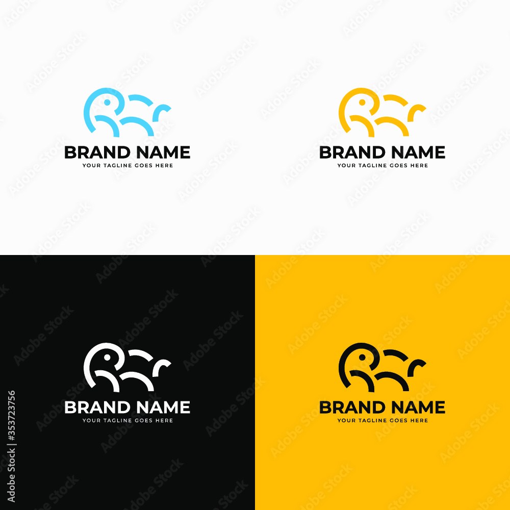 Fototapeta premium Creative modern line art style minimal elephant logo design template vector illustration for animal company branding or business startup.