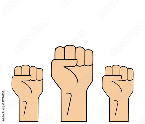 clenched fists held in protest vector illustration. art freedom. Strike and protest concept. 