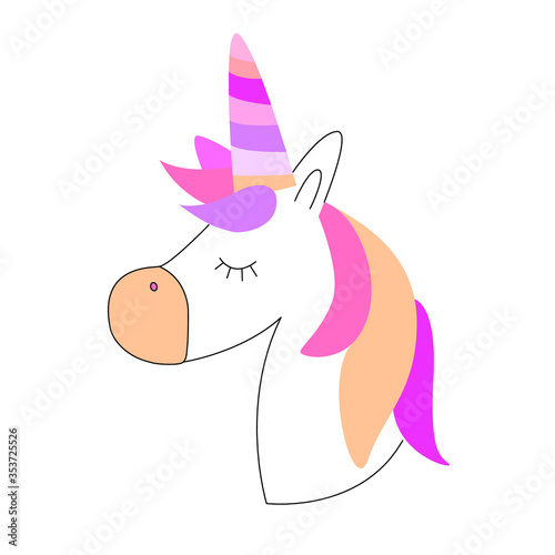 Cute unicorn vector coloring page cartoon illustration