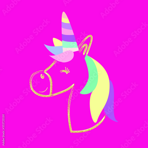 Cute unicorn vector coloring page cartoon illustration
