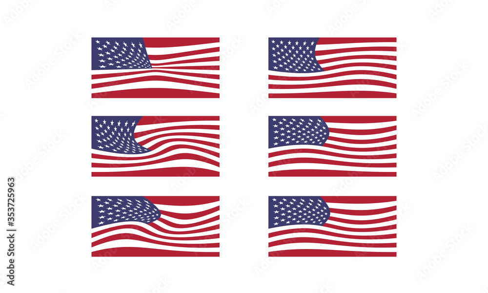 American Set of flag. Icon. Print. Vector illustration. Isolated on white background American Set of flag. Icon. Print. Vector illustration. Isolated on white background
