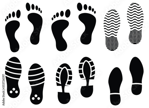 collection of black & white footprint silhouette 