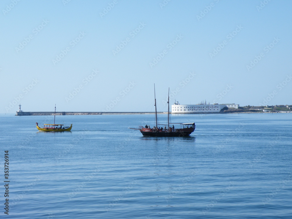 boats in the harbor of Sevastopol, Crimea.
