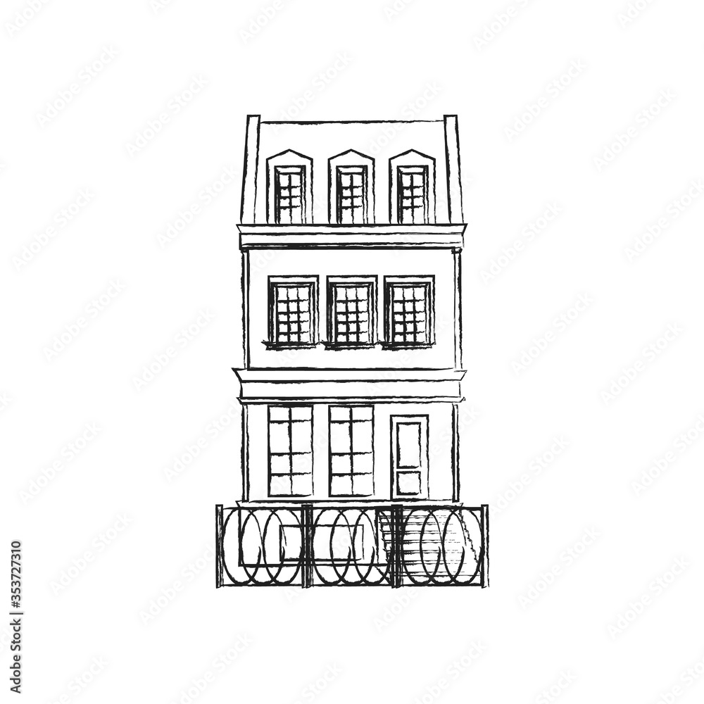 House icon. Hand drawn house. Isolated on a white background. Vector illustration.
