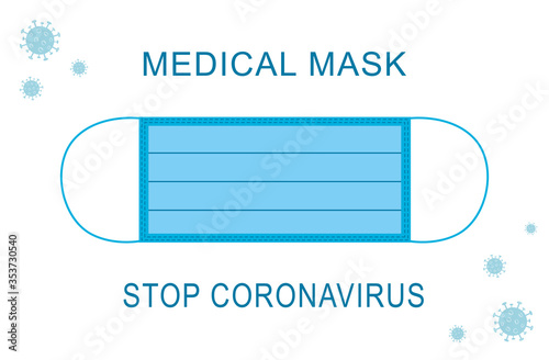 Vector medical mask for protection from viruses and respiratority diseases. Isolated medical item element for design, illustratons, cards, games.