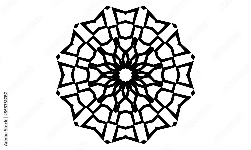 Obraz premium Black mandala simple ornament on white background
