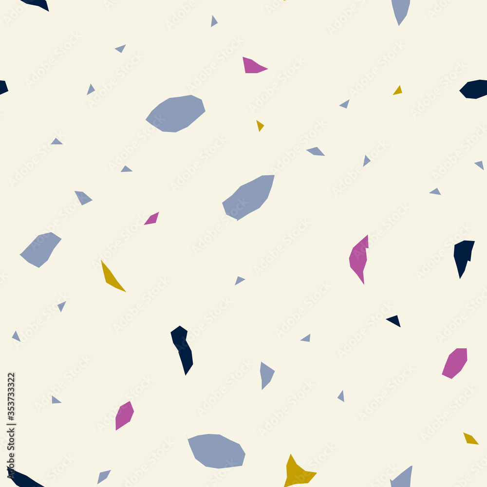 Terrazzo flooring vector seamless pattern. Texture of floor, composed of different kind of stone.