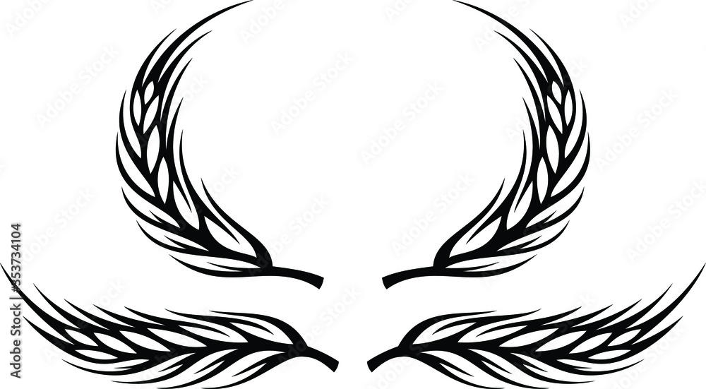 Wreaths of wheat ears or rice. Wheat ears set. Vector design element. Set of vector wreaths - Vector Wreaths of wheat ears or rice. Wheat ears set. Vector design element. Set of vector wreaths - Vector