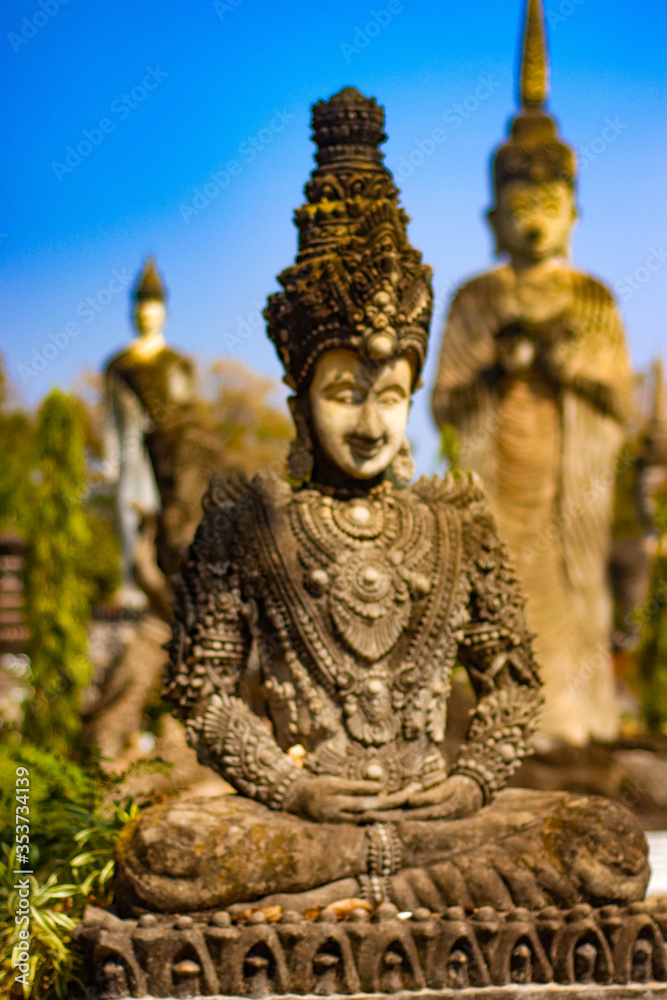 A beautiful view of statues in Buddha Park at Nong Khai, Thailand. A beautiful view of statues in Buddha Park at Nong Khai, Thailand.