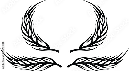 Wreaths of wheat ears or rice. Wheat ears set. Vector design element. Set of vector wreaths - Vector