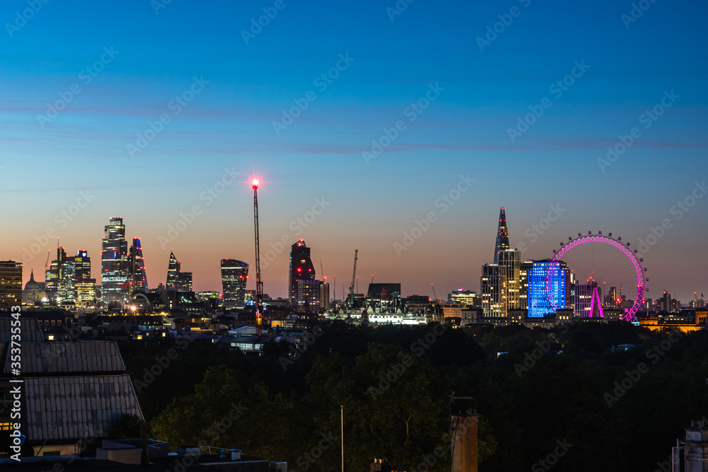 London city skyline sunrise view 
