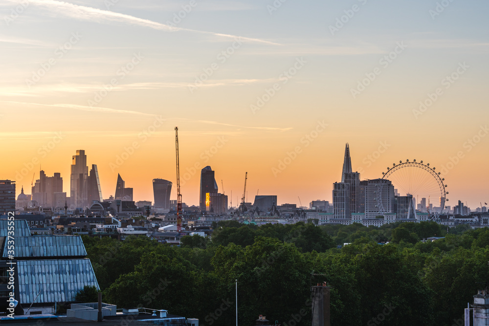 London city skyline sunrise view 