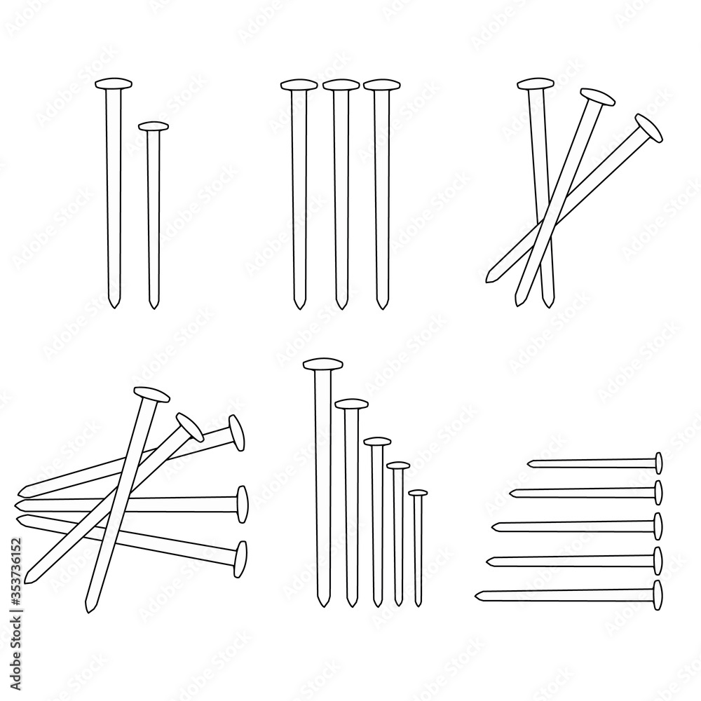 A set of nails. Vector image. A set of nails. Vector image.
