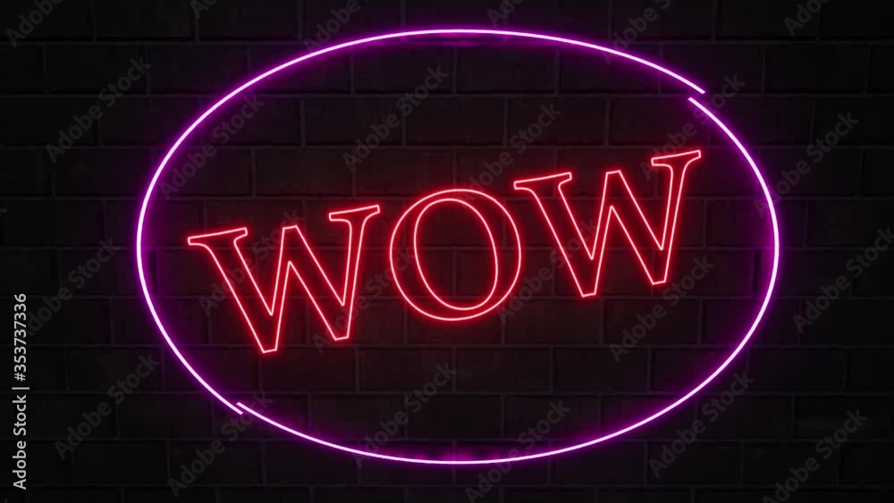 Neon wow sign pink blink 4k Neon wow sign pink blink 4k