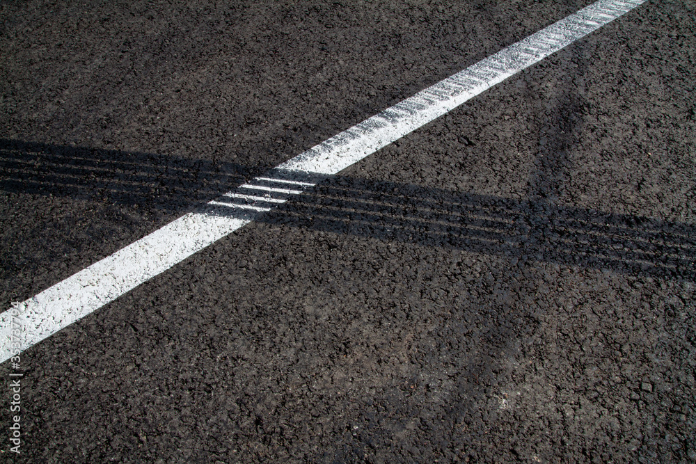 Fototapeta premium Stands on the road from emergency braking
