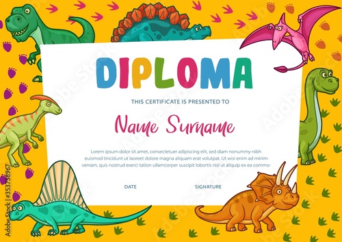 Kids diploma certificate template, education award